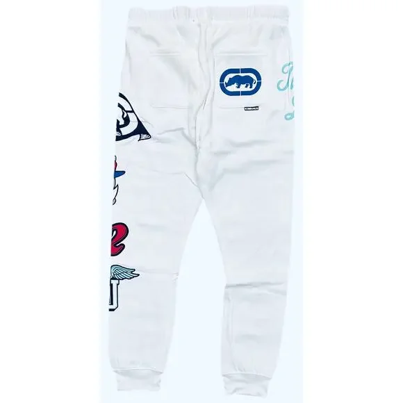 Ecko Unltd Men's Sweatpants Assorted Graphics Fleece Jogger in White - Picture 2 of 4